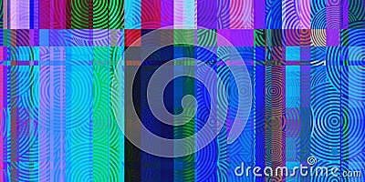 Multicolor Circles Ð¡oncentric Polygons Abstract Grunge Pattern. Distortion Screen Texture. Colorful Noise Background. Glitch Art Stock Photo
