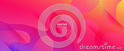 Multicolor 3d Fluid Banner. Movement Vector Illustration