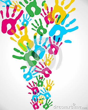 Multicolor diversity hands splash Vector Illustration