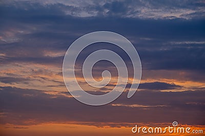 Multicolor Dramatic sky with dark clouds formations, sunset scene Stock Photo