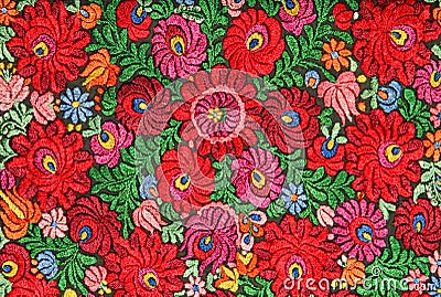 Multicolor floral hand embroidery pattern Stock Photo