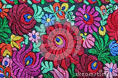 Multicolor floral hand embroidery pattern Stock Photo