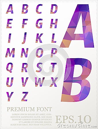 Multicolor font lowpoly style design alphabat polygonal Vector Illustration