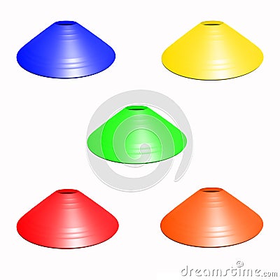 Multicolor football soccer cone isolated Stock Photo