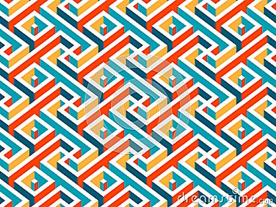 Multicolor geometric maze seamless pattern Vector Illustration