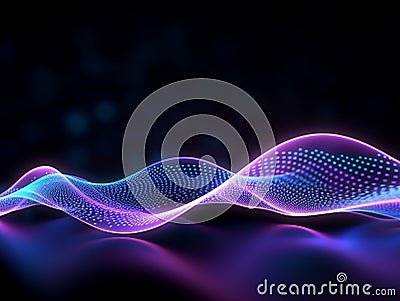 Multicolor glow waves, in the style of dotted, 3d space, abstract blue lights.Generative AI Stock Photo