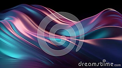 Multicolor glowing drapery metal dynamic wave, gradient color texture, modern, luxury, futuristic abstract background. Generative Stock Photo