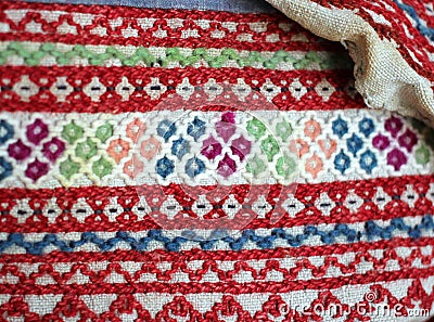 Multicolor hand embroidery pattern Stock Photo