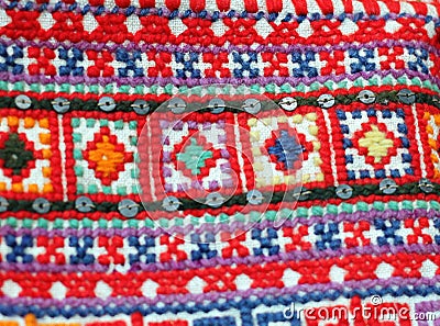 Multicolor hand embroidery pattern Stock Photo