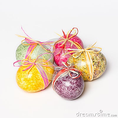 Multicolor hand painted easter eggs Stock Photo