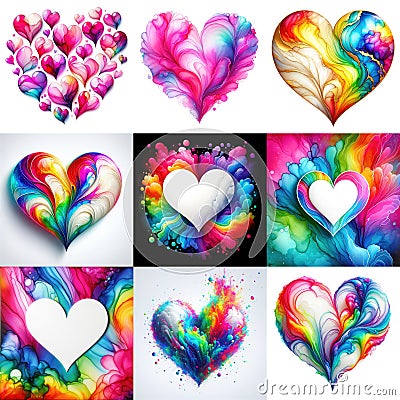 Multicolor a heart shape exploding with vibrant rainbow colors Stock Photo