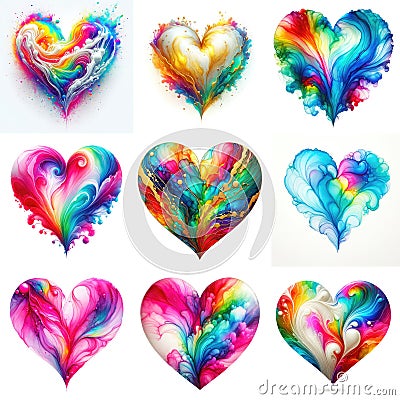 Multicolor a heart shape exploding with vibrant rainbow colors Stock Photo