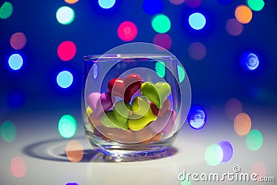 Multicolor heart shape in glass Stock Photo