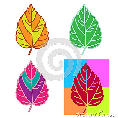 Multicolor leaves set Vector Illustration