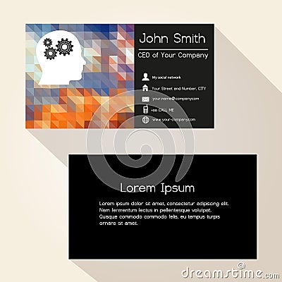 Multicolor low polygon paper like business card design eps10 Vector Illustration