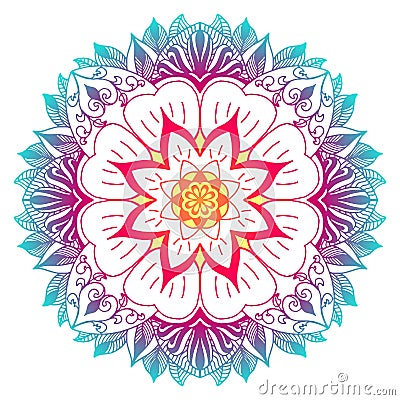 Multicolor mandala with flower and plant motifs Vector Illustration