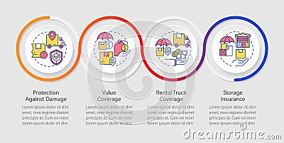 Multicolor moving service layout with colorful linear icons Vector Illustration