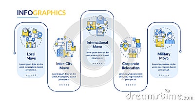 Multicolor moving service layout with linear icon concept Vector Illustration