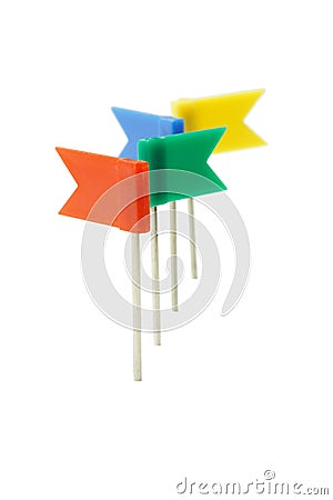 Multicolor plastic flag pins Stock Photo