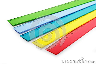 Multicolor plastic rulers Stock Photo