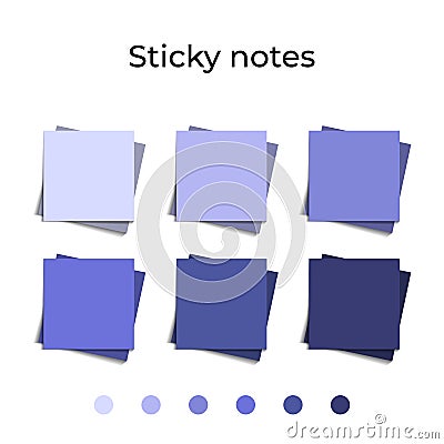 Multicolor post it notes in trendy 2022 very peri color. Trendy lavender violet notes. Colored sticky note set. Vector realistic Vector Illustration