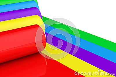 Multicolor PVC Polythene Plastic Tape Rolls or Foil. 3d Rendering Stock Photo