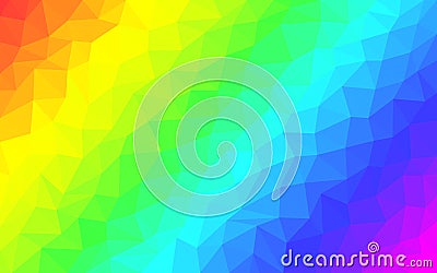 Multicolor rainbow low poly background. Abstract random vector background from triangles. Polygonal texture Vector Illustration