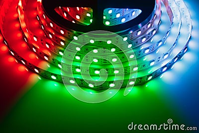 multicolor rgb led light strip roll Stock Photo