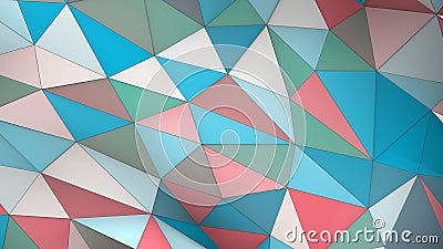 Multicolor spring summer brilliant color palette plexus abstract geometric background with triangles 3d render Cartoon Illustration