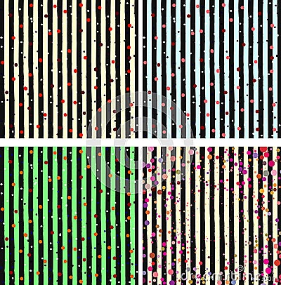 Multicolor Striped Dotted Pattern Background Vector Illustration