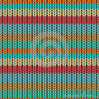 Multicolor striped knitted seamless pattern Vector Illustration