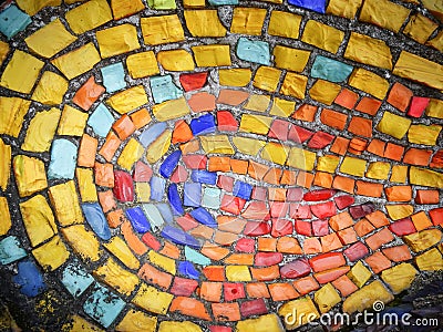 multicolor textured yellow with red and blue accents mosaic background Stock Photo