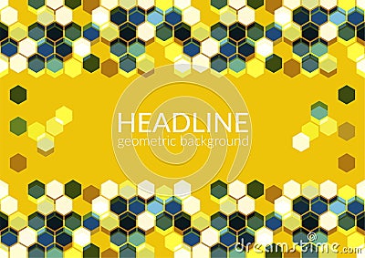 Multicolor trendy horizontal geometric background, Hexagons abstract pattern field. Vector Illustration