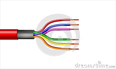 Multicolor Twisted Pair Copper Cable with shield structure. 3d Rendering Vector realistic illustration. Vector Illustration