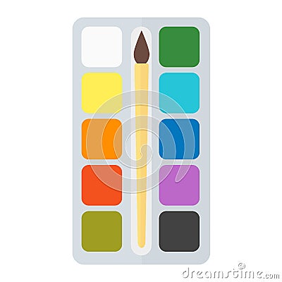 Multicolor watercolour paint box vector illustration. Vector Illustration