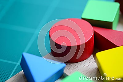 Multicolor wooden bricks,Toys blocks, Education concept. Stock Photo