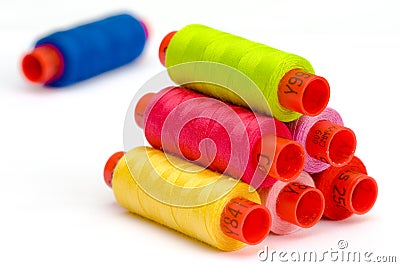 Multicolor yarn bobbins Stock Photo