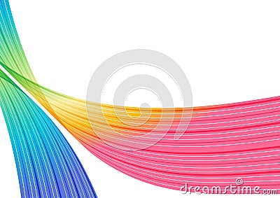 Multicolored abstract background, rainbow striped curves on white background Vector Illustration