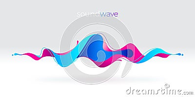 Multicolored abstract fluid sound wave. Vector Illustration