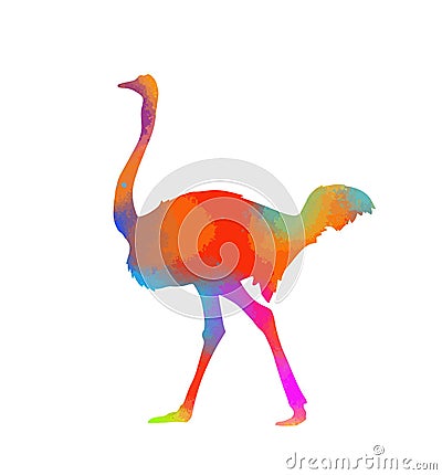 Multicolored abstract ostrich. Vector illustration Vector Illustration