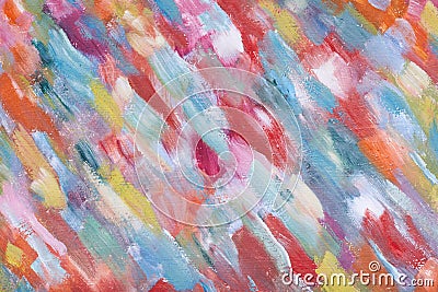 A multicolored abstraction. Strokes of the brush on canvas. Abstract art background. Original oil painting of a master. Stock Photo