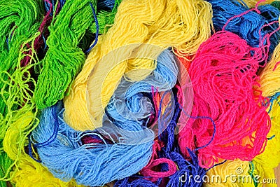 Multicolored acrylic yarn background Stock Photo