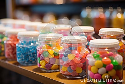 A multicolored array of delicious confections at the candy counter Stock Photo
