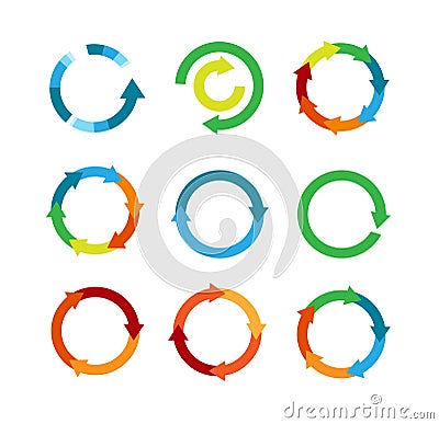 Multicolored arrows in circular motion Vector Illustration