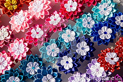 Multicolored artificial flowers Stock Photo