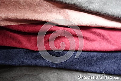 Multicolored artificial suede in soft folds Stock Photo