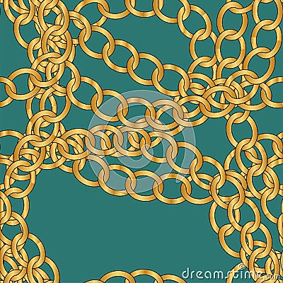 Multicolored beads on a green background. Beautiful chain of different colors. Pure beads are realistic. Decorative element from Vector Illustration