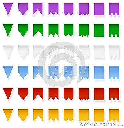 Multicolored bright flags garlands isolated on white background. Vector Illustration