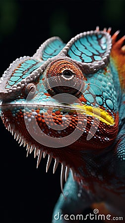 Multicolored chameleon up close Stock Photo