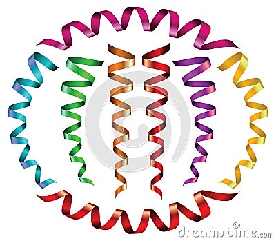 Multicolored Christmas serpentine ribbons Vector Illustration